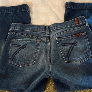 7 For All Mankind Blue Wide Leg Crop Denim